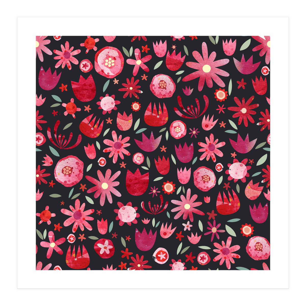 Summer Flower Circle Dark (Print Only)