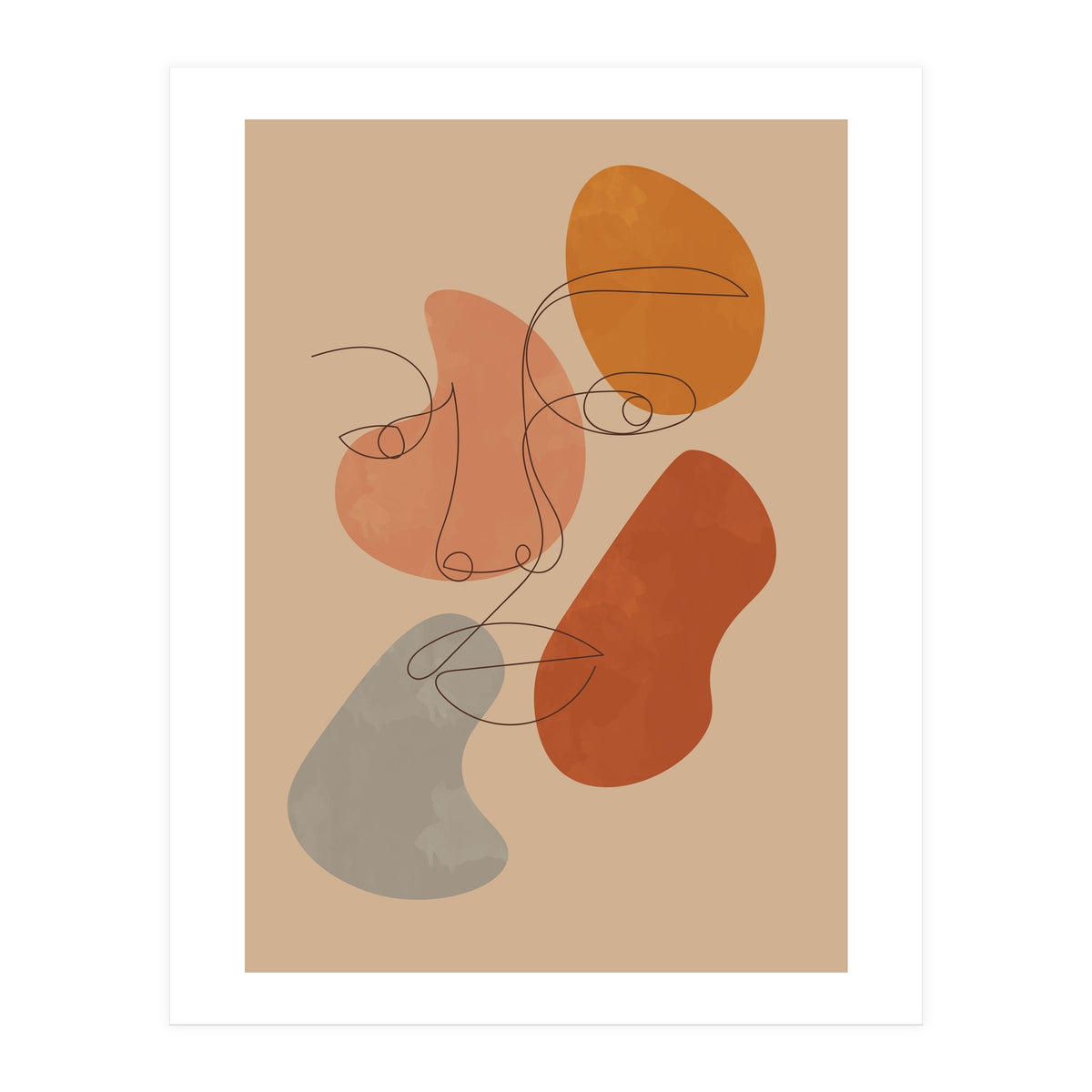 Feminine Line Art Boho Woman Face (Print Only)