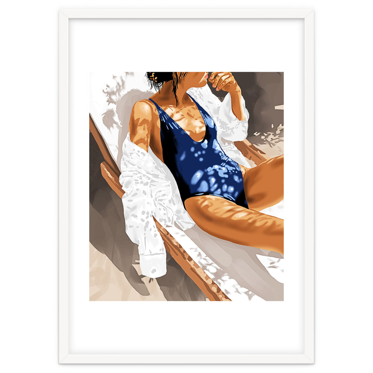 Girls Just Wanna Have Sun Painting, Woman Fashion Swim Beach Vacation Travel Summer Illustration
