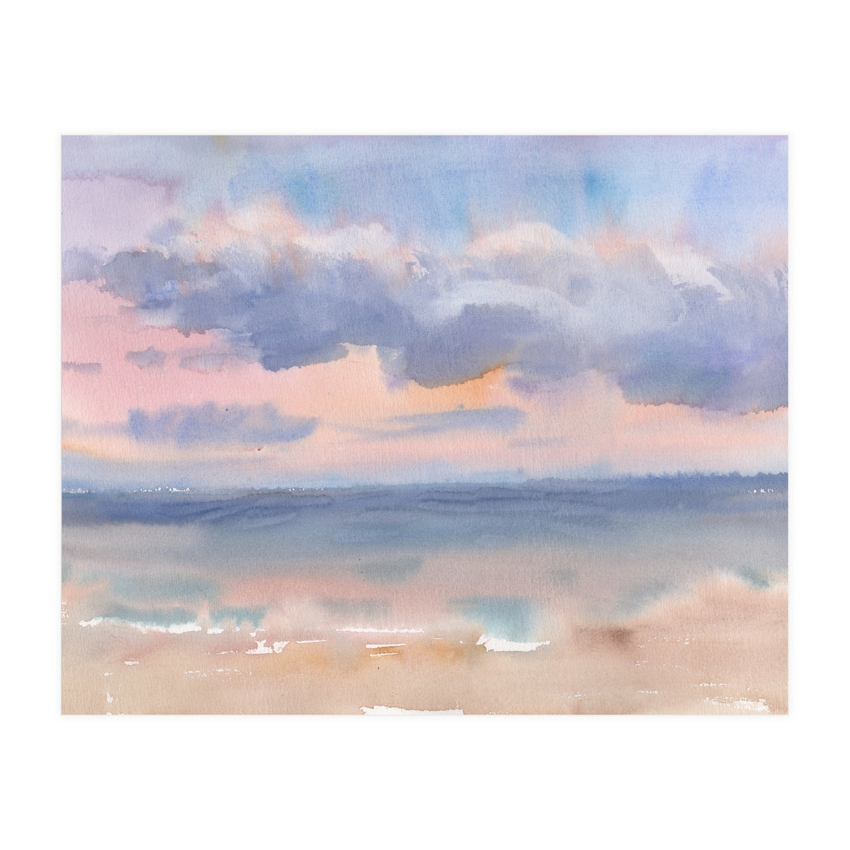 Beautiful morning At The Beach. Watercolor (Print Only)