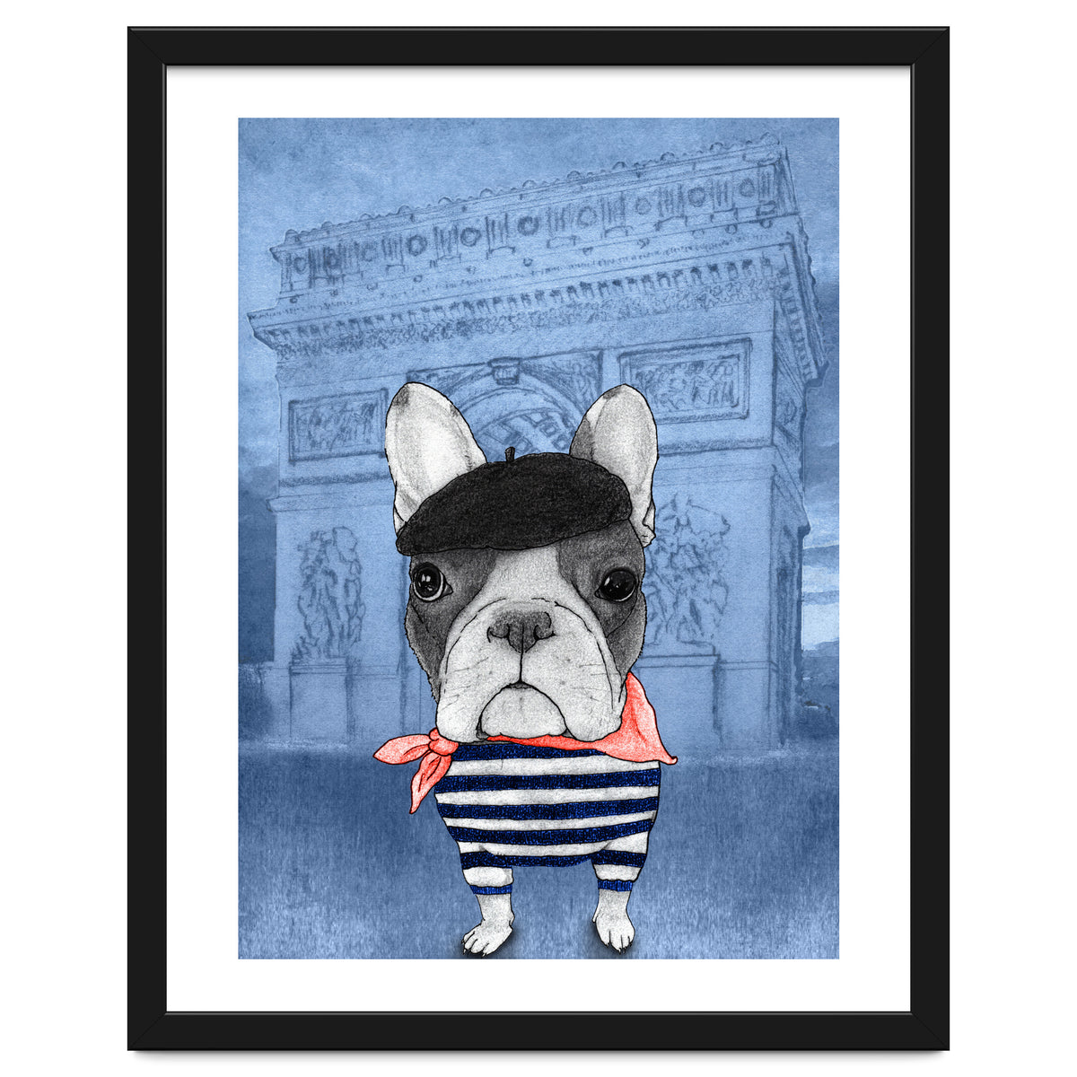 French Bulldog With Arc De Triomphe