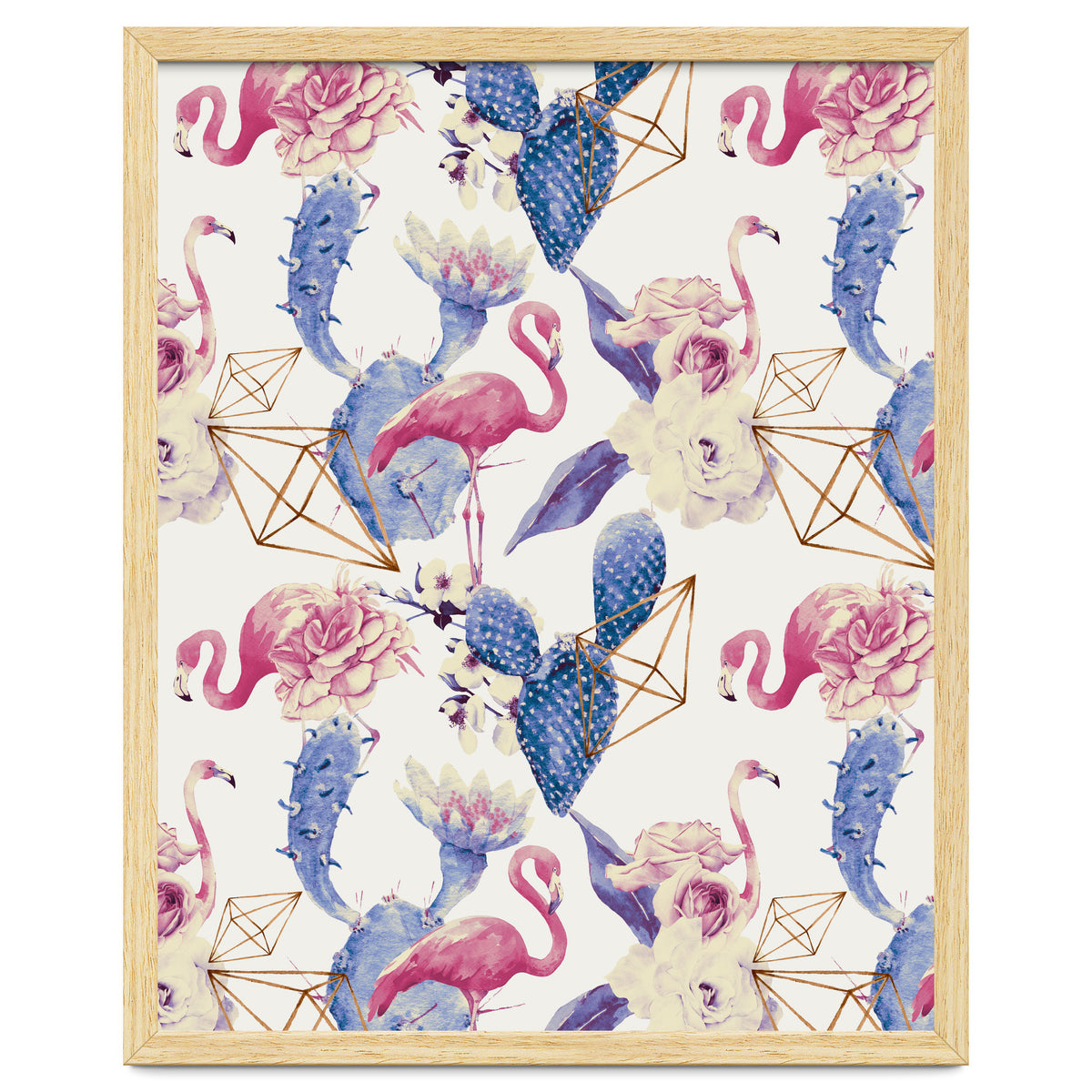 Flamingos, geometric and flowers 02