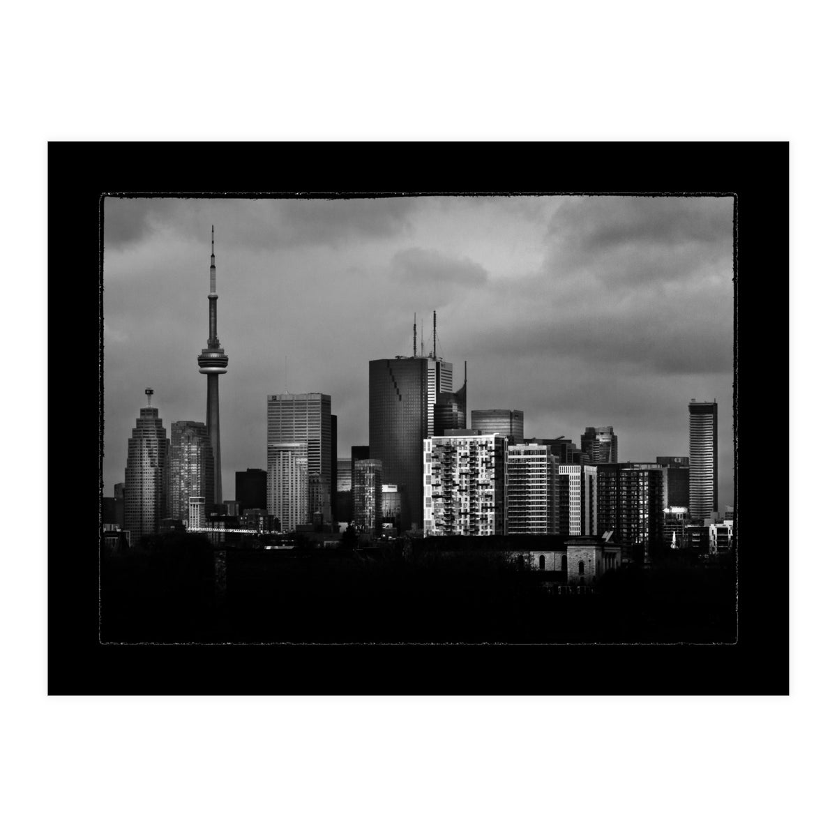 Toronto Skyline From The Pape Ave Bridge No 3 with Border (Print Only)
