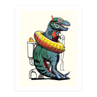 Dinosaur T-Rex on the Toilet, Funny bathroom humour (Print Only)