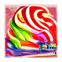 Santa Monica Pier swirly Candy AI Art (Print Only)