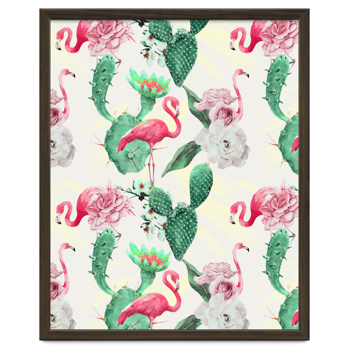 Flamingos, geometric and flowers