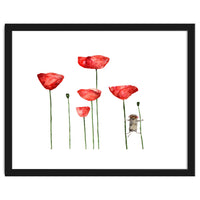 Little mouse loves big poppies || watercolor for nursery