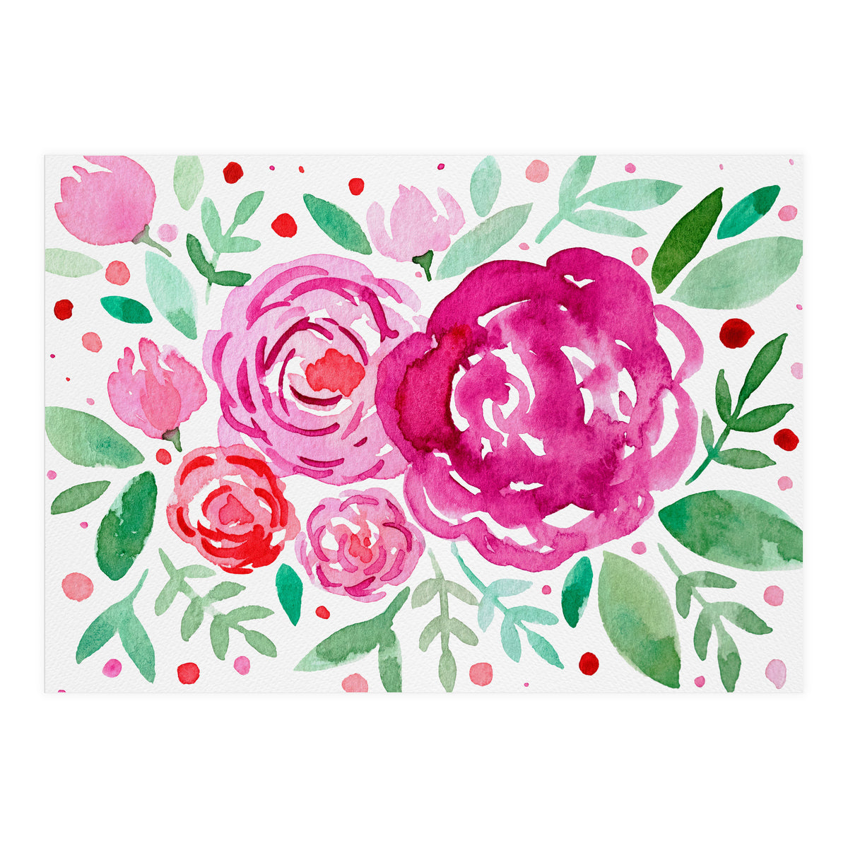 Watercolor roses in pink (Print Only)