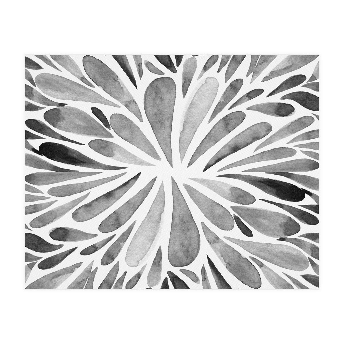 Retro abstract floral - black and white (Print Only)