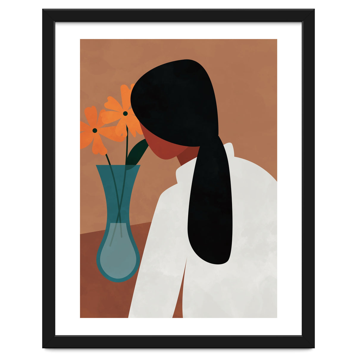 Modern Boho Woman with Flowers