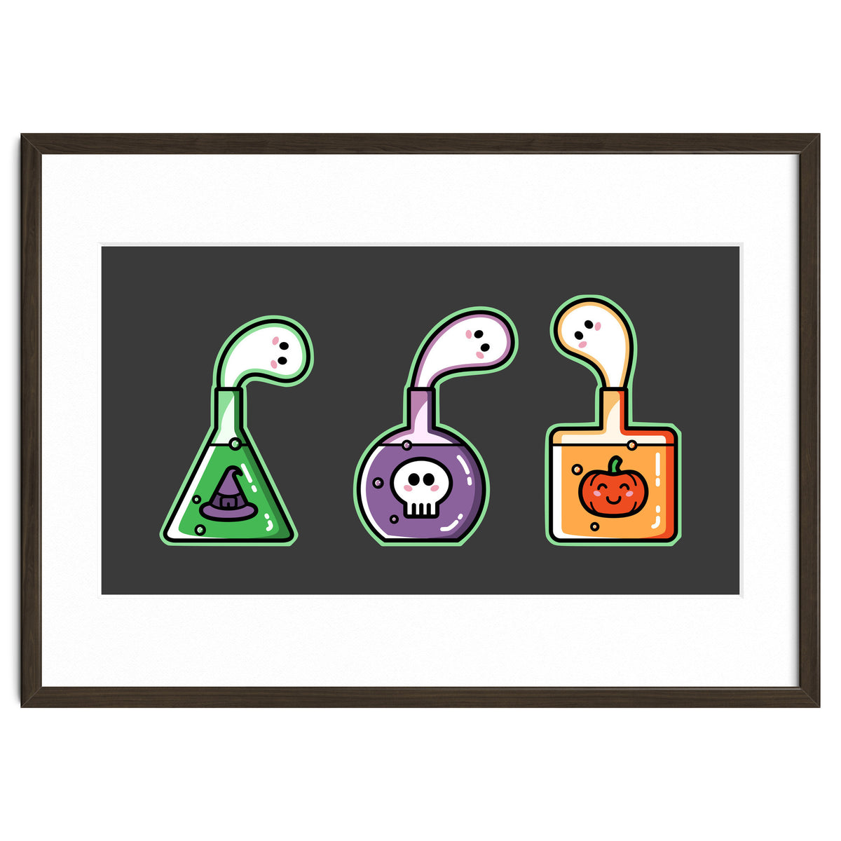 Kawaii Cute Halloween Potions - witches hat, skull, pumpkin, ghosts