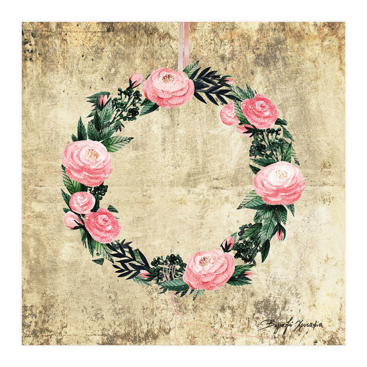 Wreath #Rose Flowers #Royal collection (Print Only)