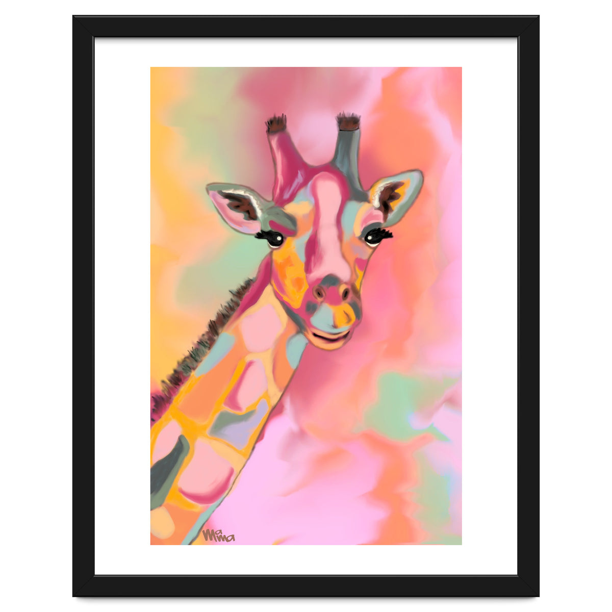 Giraffe Reaching the Rainbow