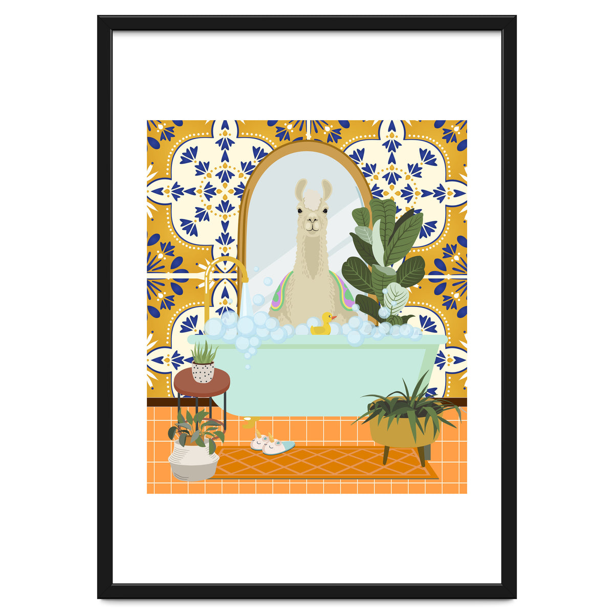 Llama Bathing in Moroccan Style Bathroom