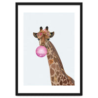 Bubble gum Giraffe Portrait