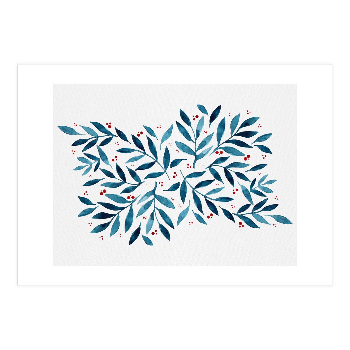 Teal Branches And Dots (Print Only)