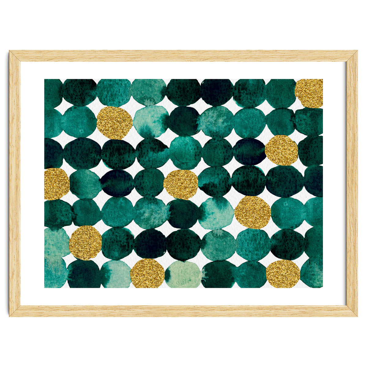 Dots pattern - emerald green and gold