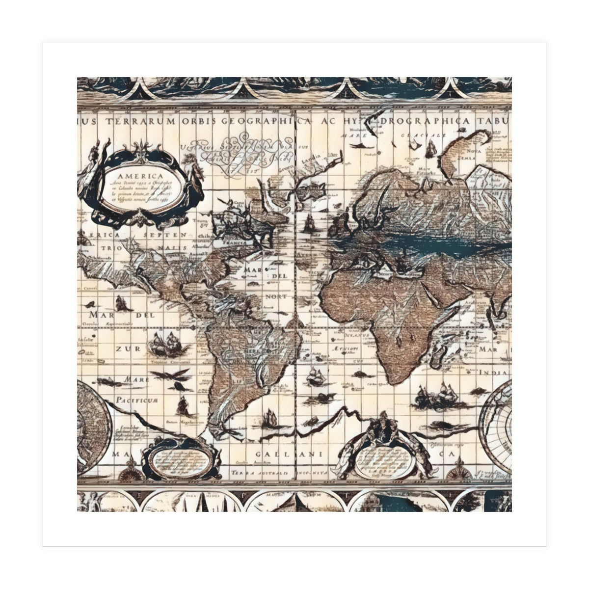 Antique Mapa Mundi revisited (Print Only)