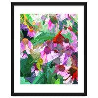 The Memory of Spring, Crosshatch Botanical Floral Painting, Plants Garden Meadow, Flowers Nature Digital Illustration
