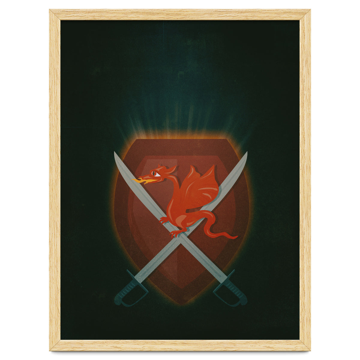 Heraldic dragon and cutlasses