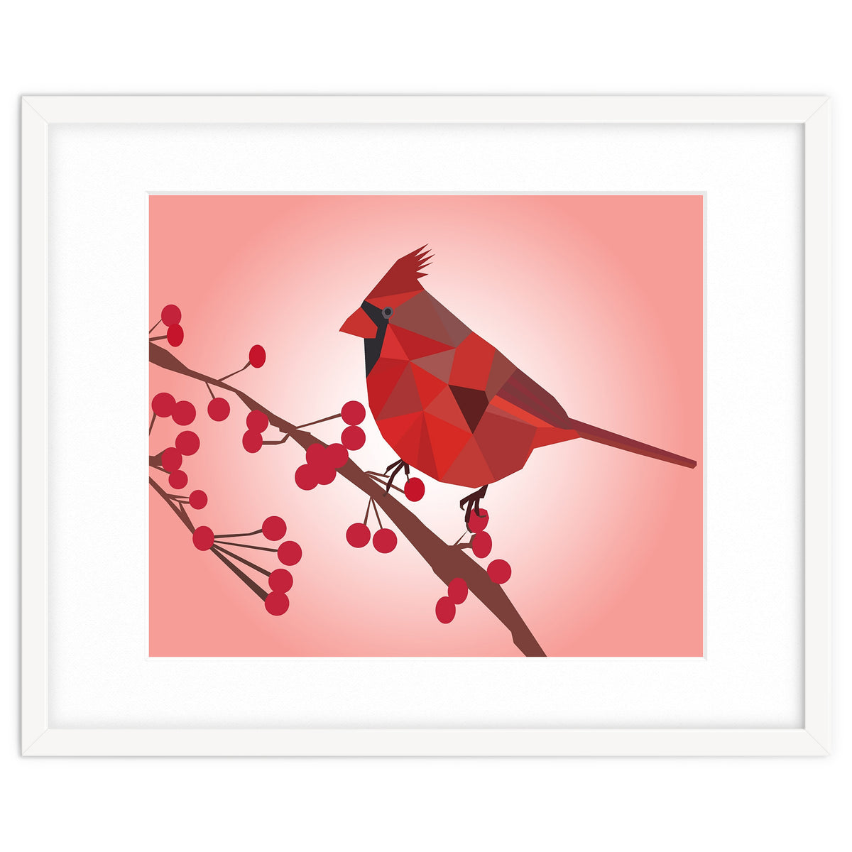 Northern Cardinal Bird Low Poly Art