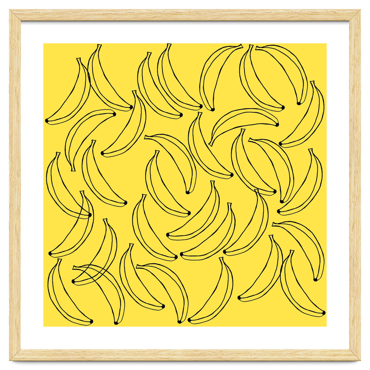 Bananas pattern on yellow background