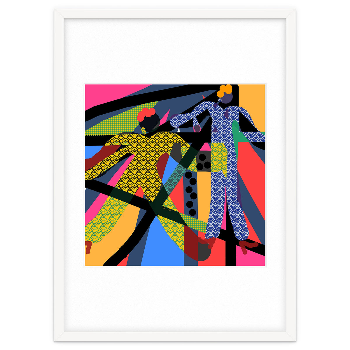 LADIES WEARING YELLOW AND BLUE PATTERNS