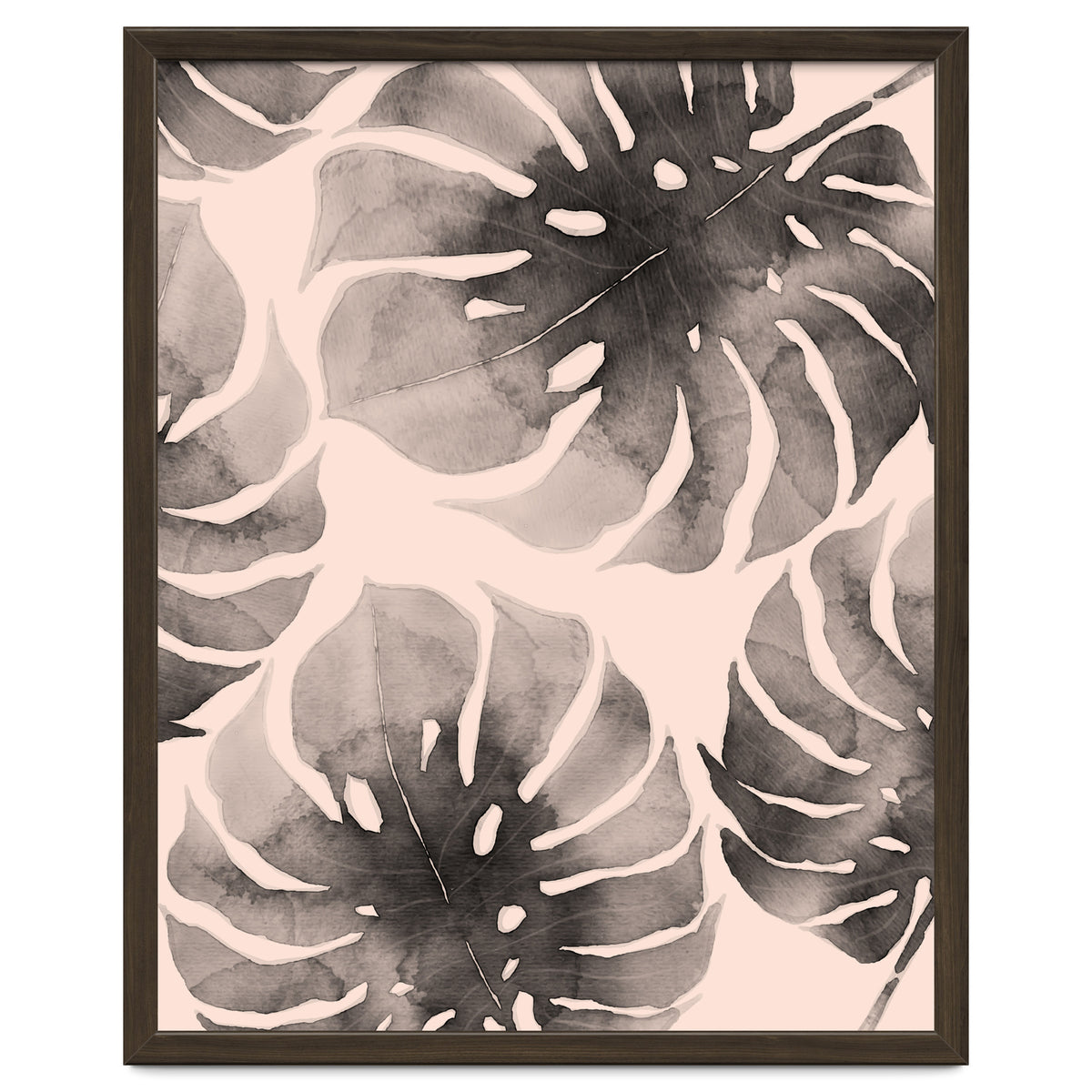 Monstera pink and gray watercolor