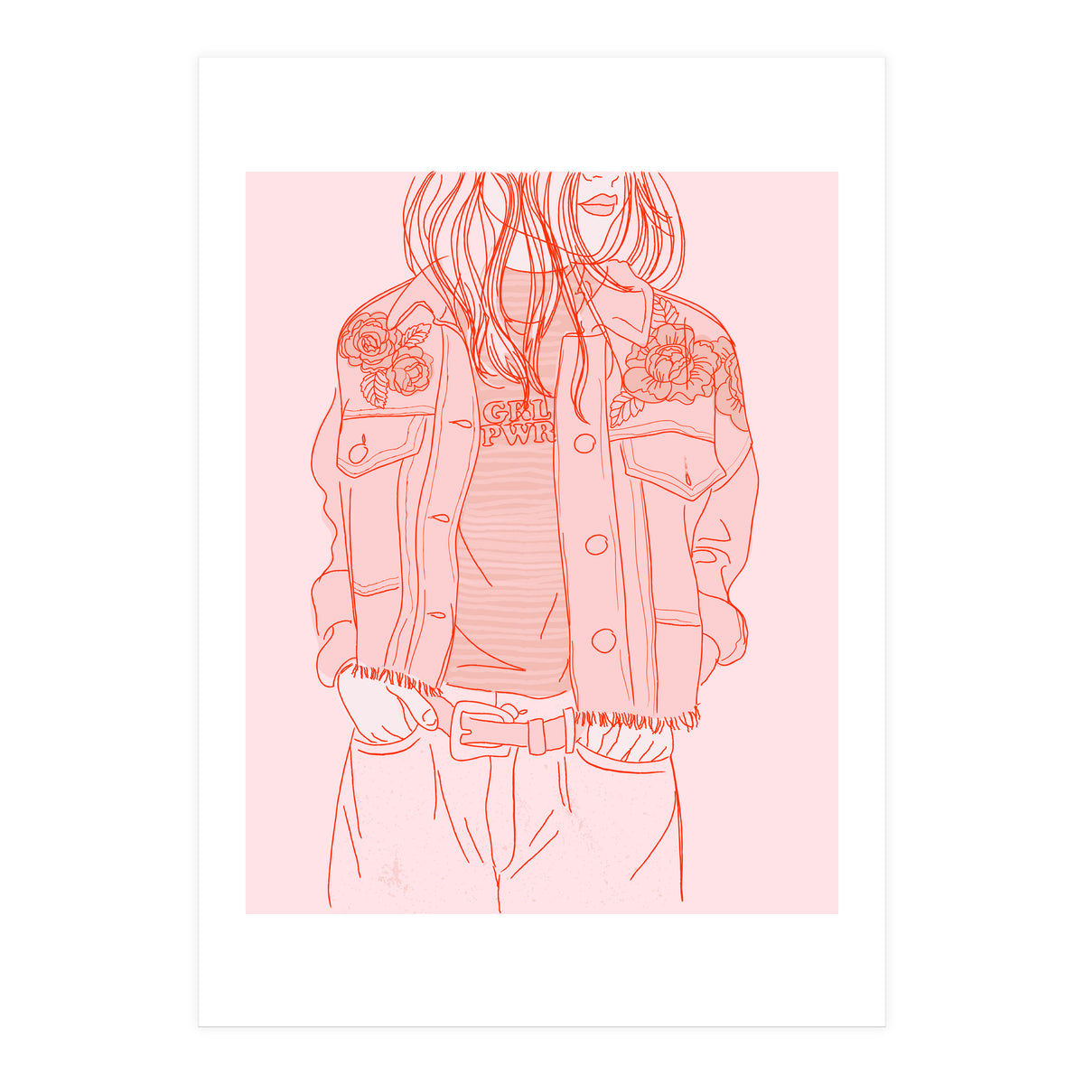 Pink Jeans Jacket  (Print Only)