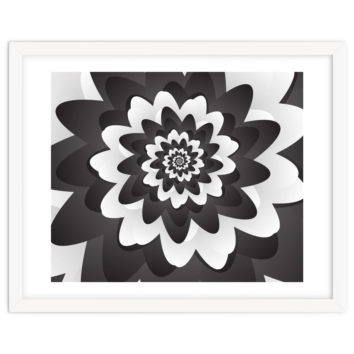Mono Chrome Flower Spiral Pattern