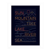 Sun, Mountain, Tree (Print Only)