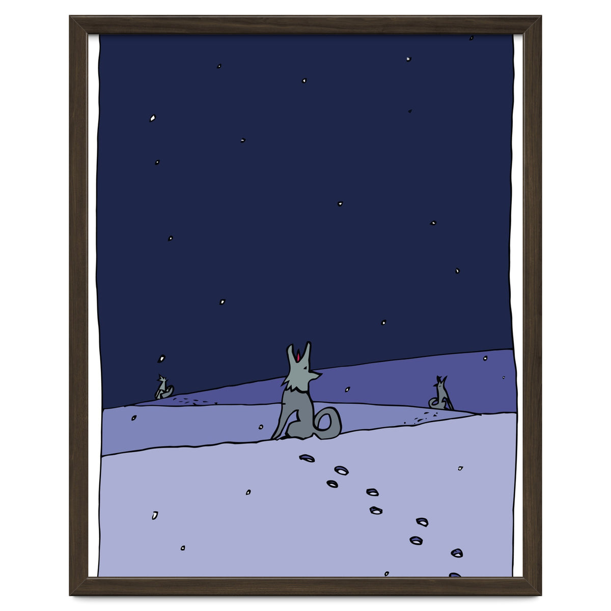 Dogs in Winter Night