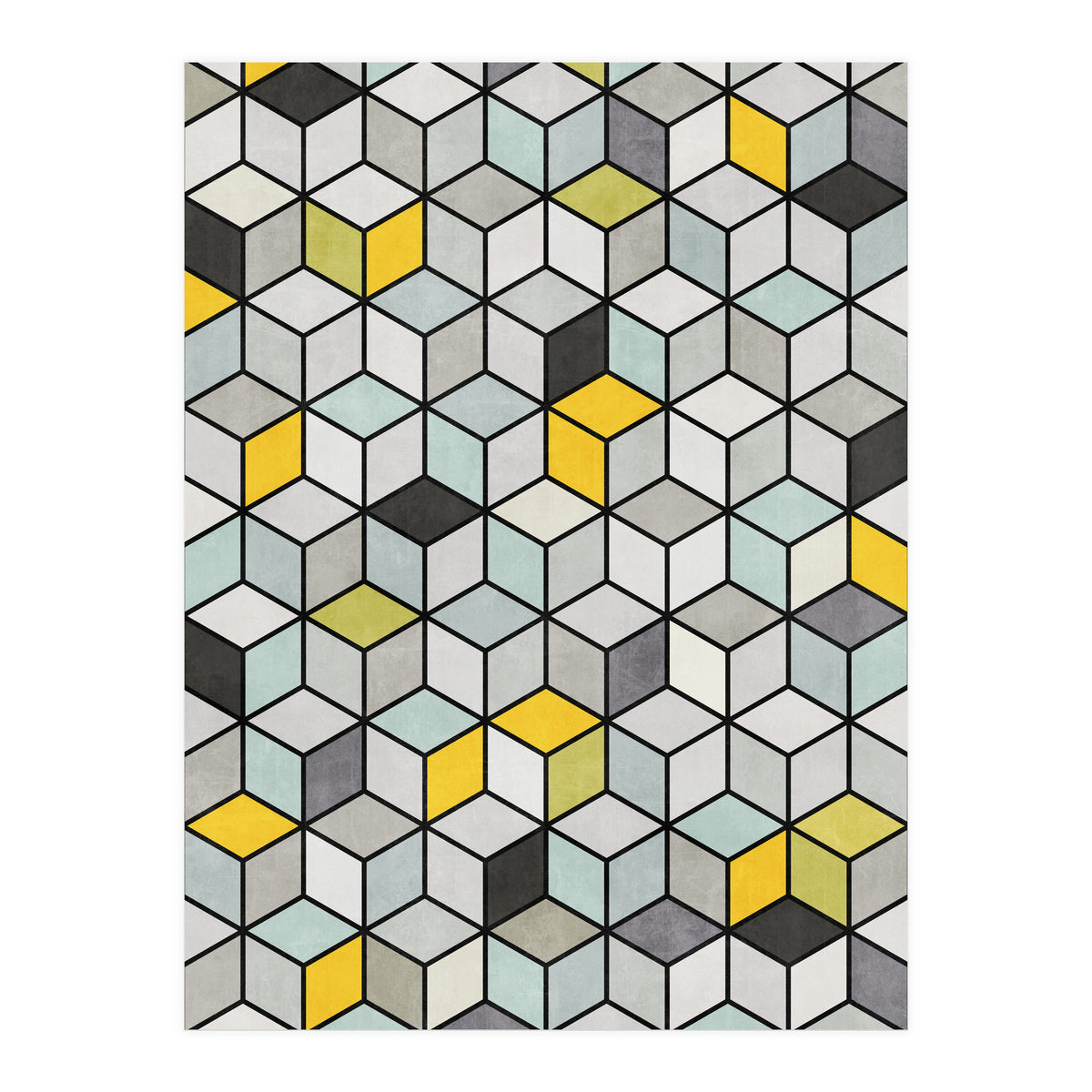 Colorful Concrete Cubes - Yellow, Blue, Grey (Print Only)