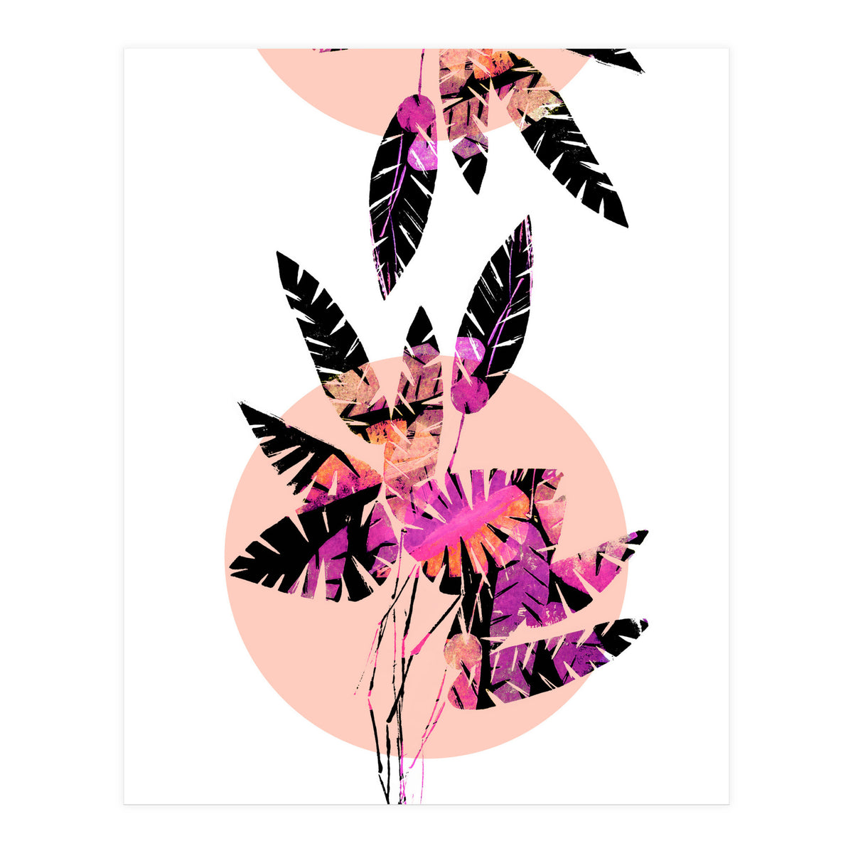Pink Plants on Coral (Print Only)