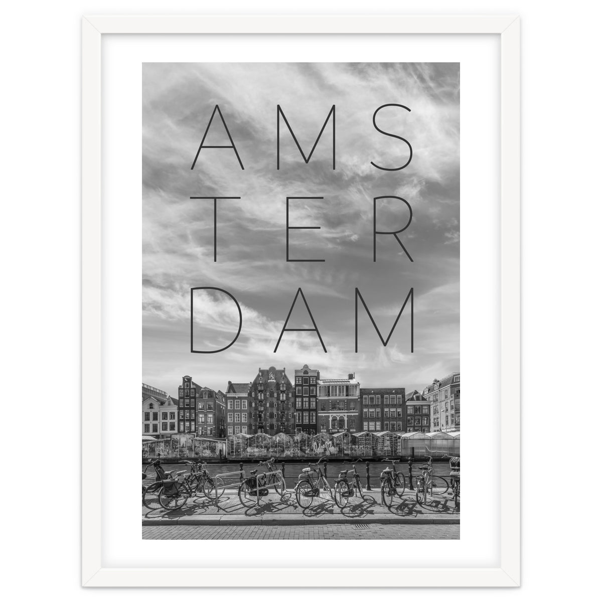 AMSTERDAM Singel Canal with Flower Market | Text & Skyline