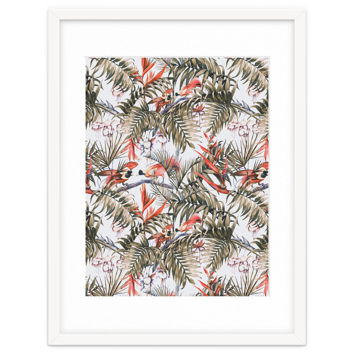 Exotic birds in the jungle paradise