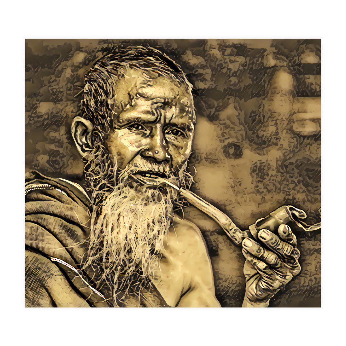 Old Man with Pipe (Print Only)