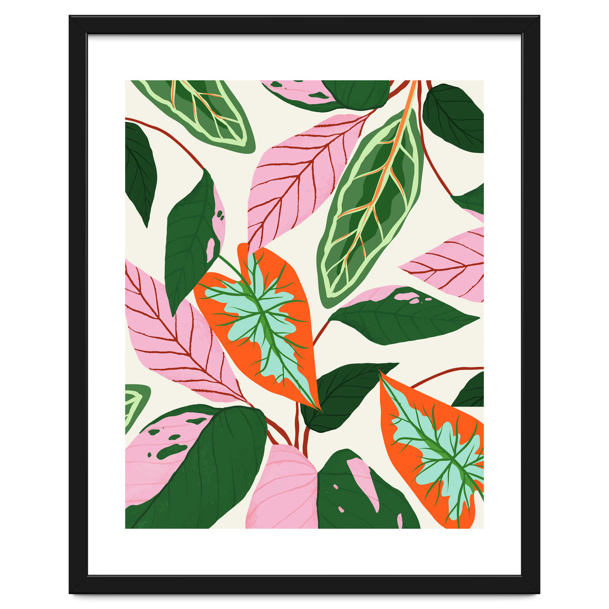 The Inseparable V.02, Nature Botanical Plants, Blush Leaves Modern Bohemian, Pastel Illustration Garden