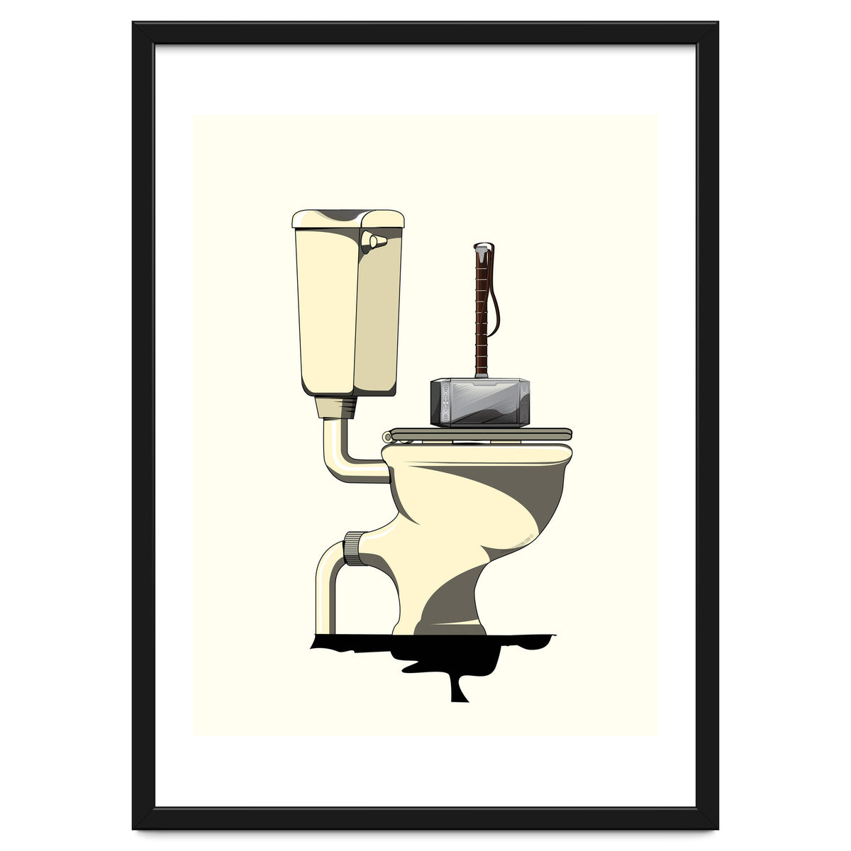 Thor's Hammer Mjolnir on the Toilet, funny bathroom humour
