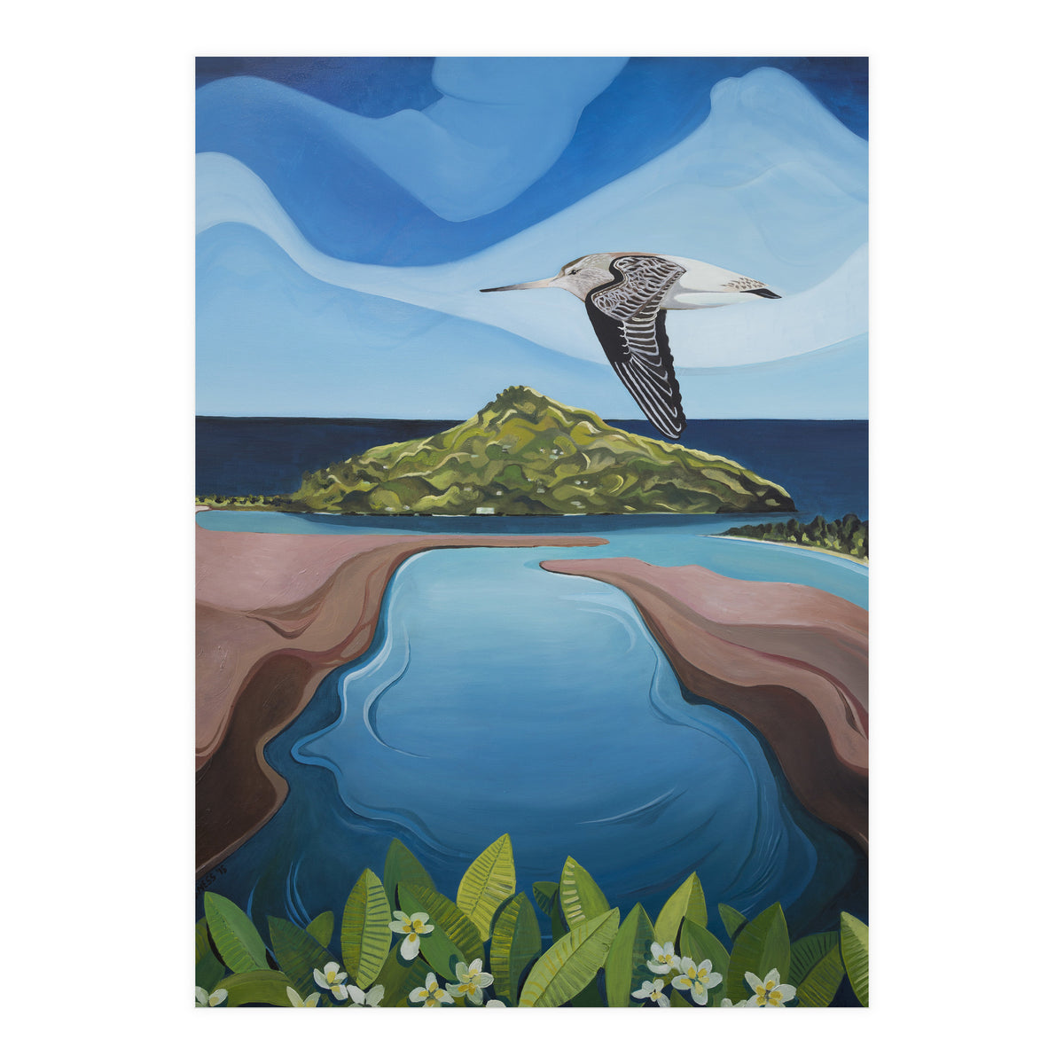 Godwit Over Paku (Print Only)