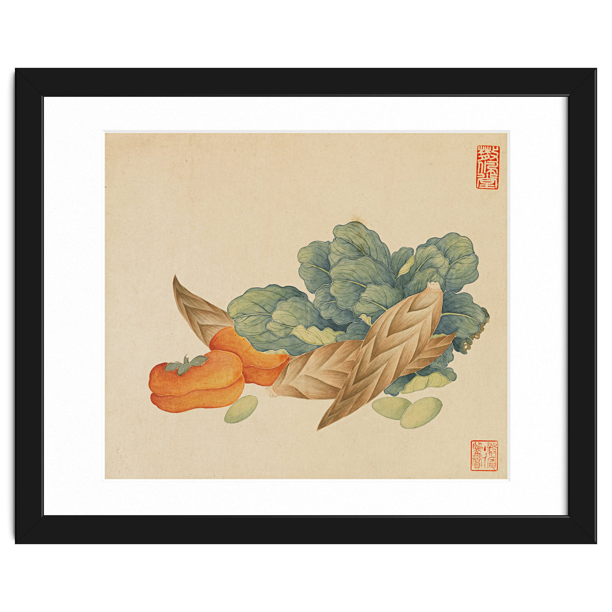 Wang Chengyu~flowers And Vegetables, Vegetables, Fruits, Chinese Cabbage, Lentils, Bamboo Shoots, Persimmons