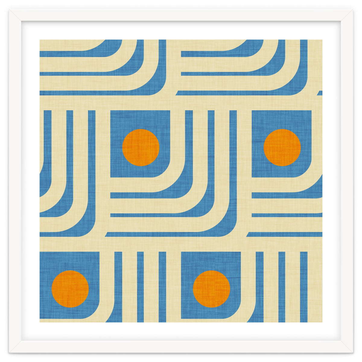70s Curve Lines Blue Orange