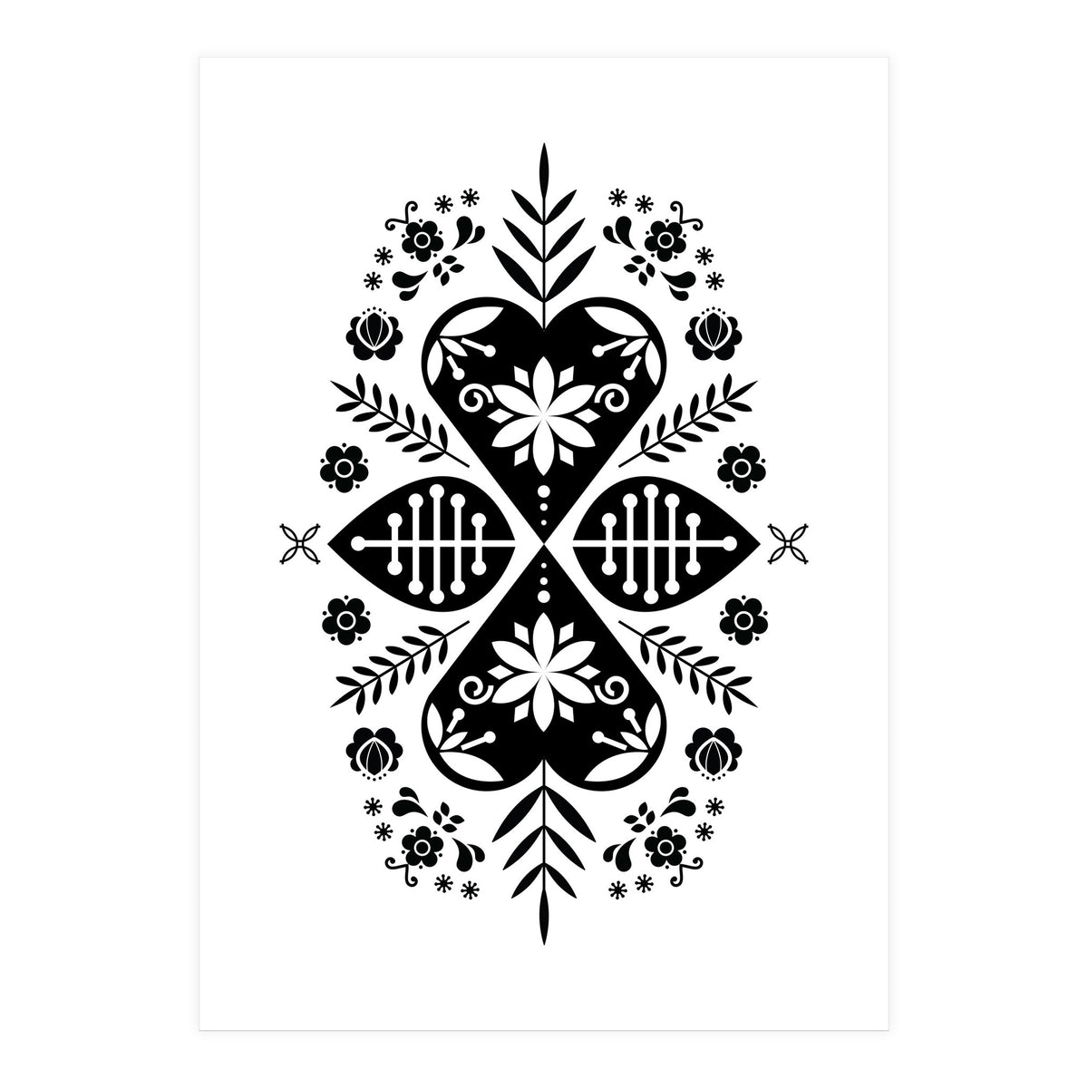 Scandinavian Folk Pattern Monochrome (Print Only)
