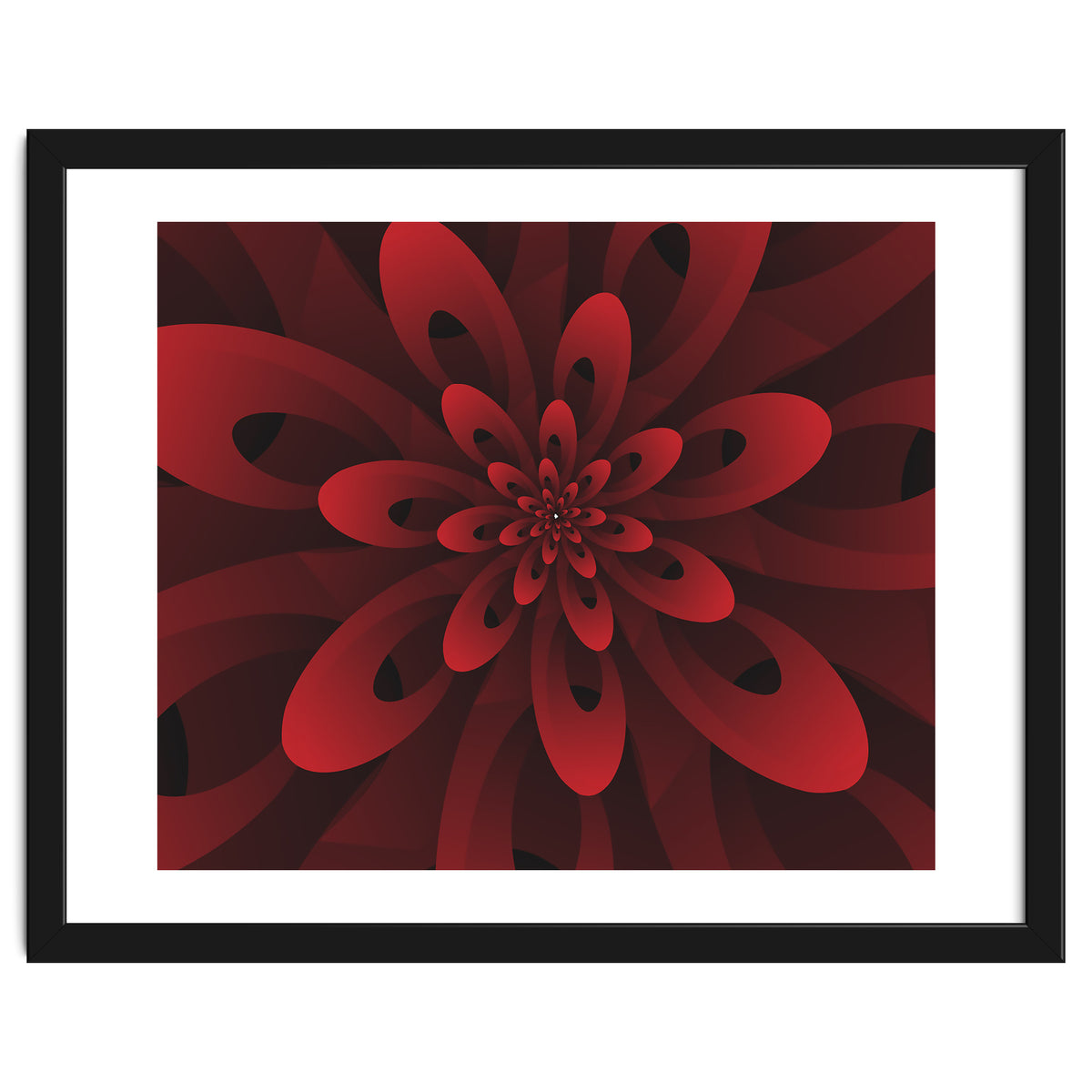 Abstract Digital Modern Red Floral 3D ART