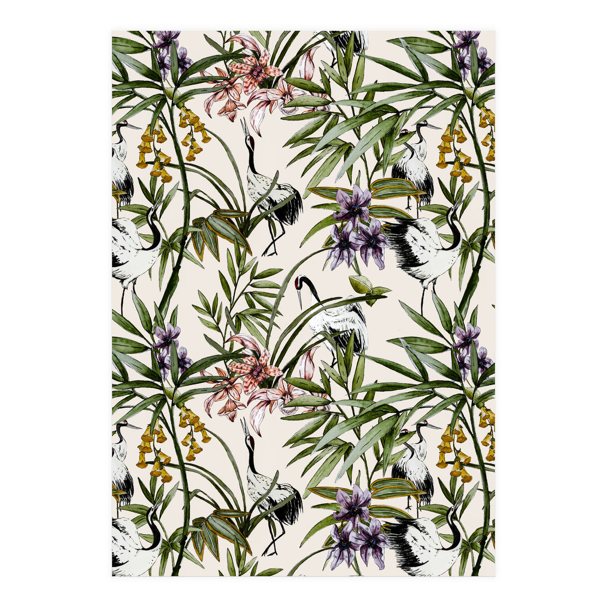 Asian crane pattern - 02 (Print Only)