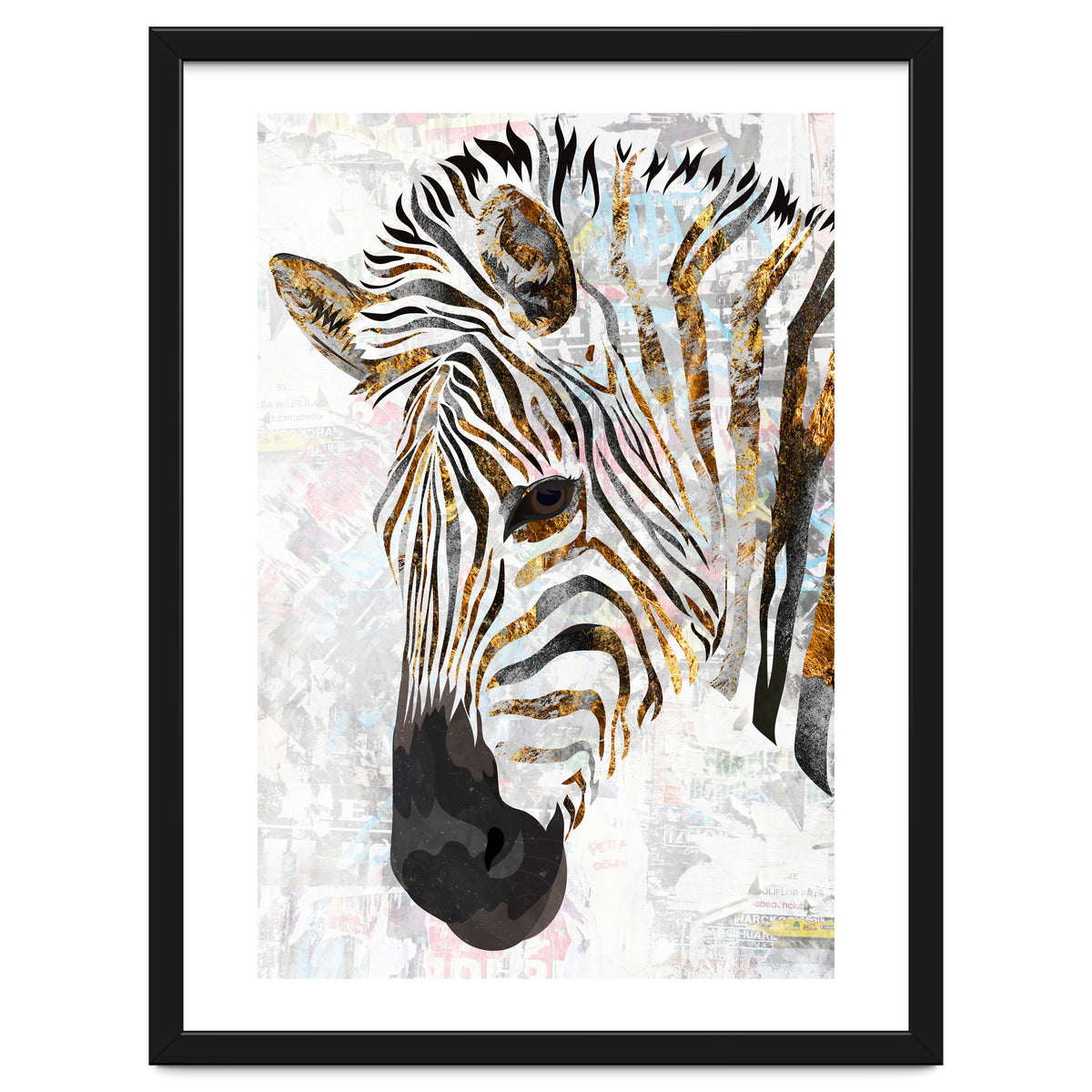 Grungy Zebra Gold and White