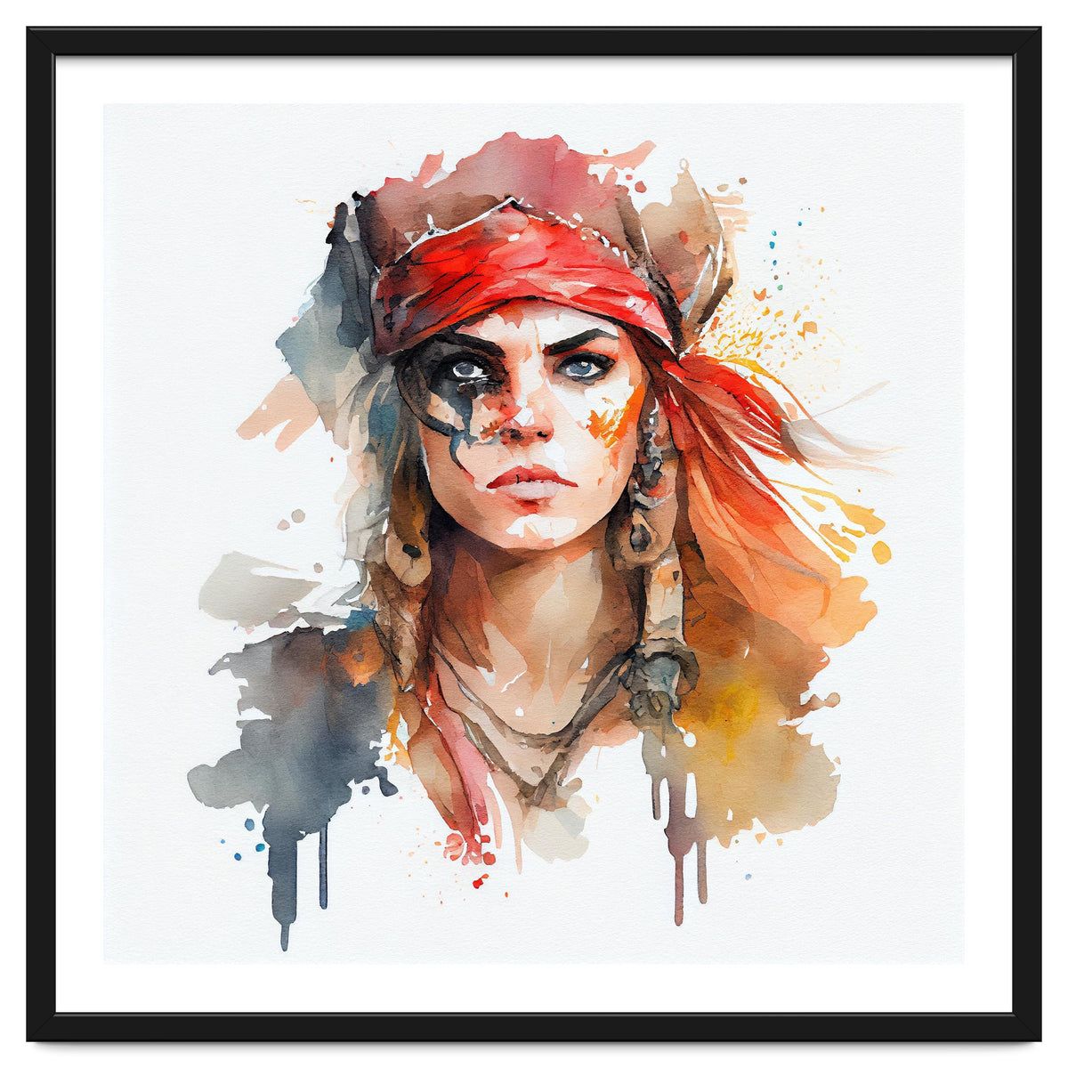 Watercolor Pirate Woman #3