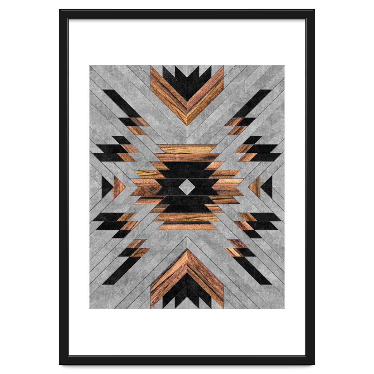 Urban Tribal Pattern No.6 - Aztec - Concrete and Wood