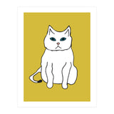 White Cat On Yellow (Print Only) thumbnail