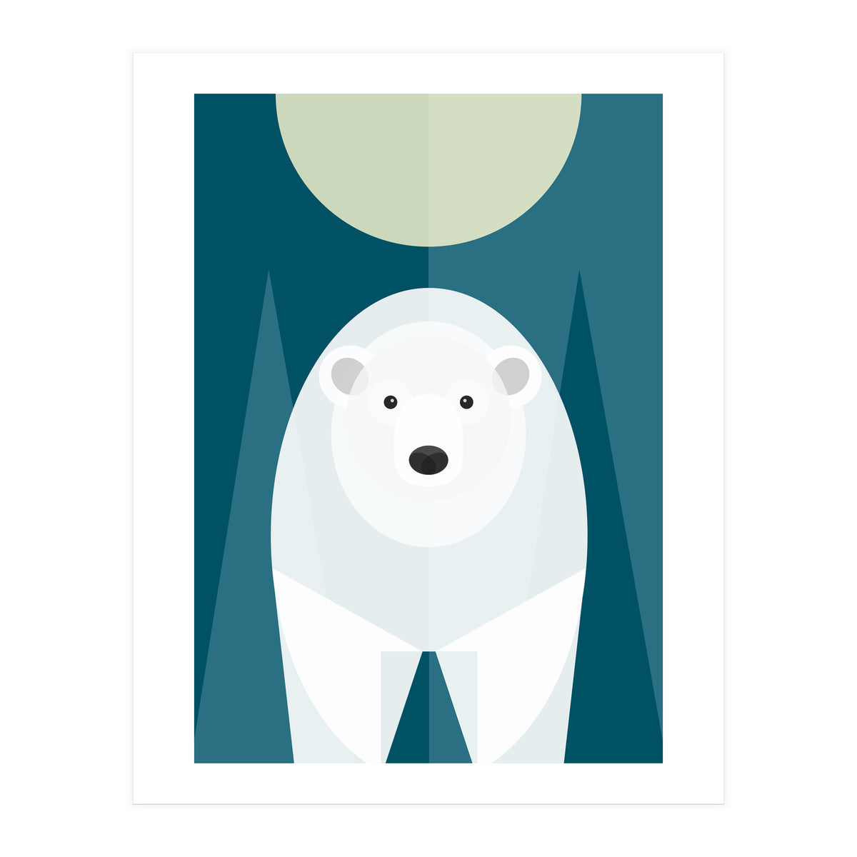 Mid Century Geometric Polar Bear (Print Only)